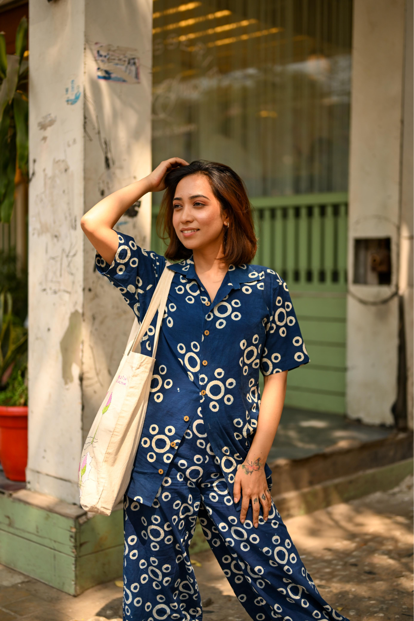 Indigo-Starry-Shirt-Half-Sleeve-with-bag